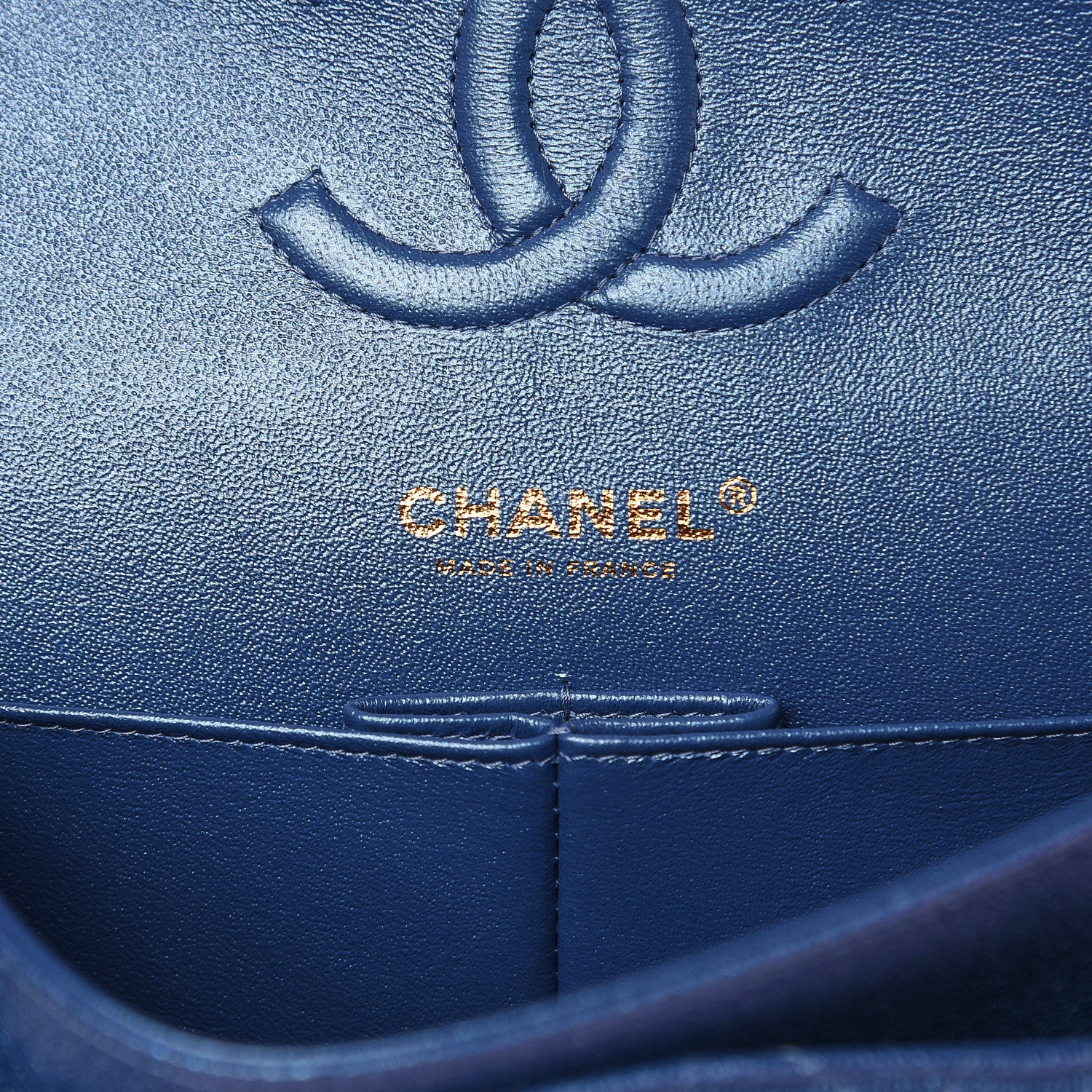 Chanel Iridescent Caviar Quilted Medium Double Flap Dark Blue 6 of 13