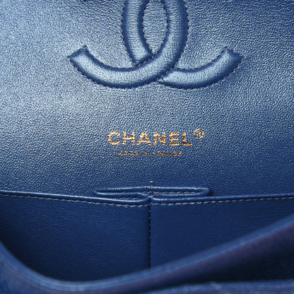 Chanel Iridescent Caviar Quilted Medium Double Flap Dark Blue 6 of 13