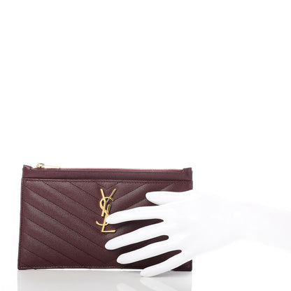 Saint Laurent Grain De Poudre Matelasse Chevron Monogram Bill Pouch Rouge Legion 2 of 8