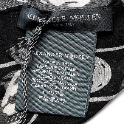 Alexander McQueen Silk Chiffon Skull Scarf Black Ivory 5 of 7