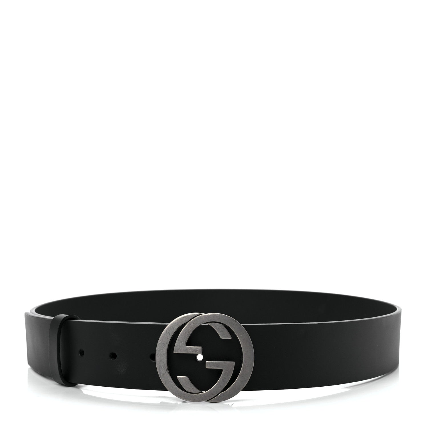 Gucci Selleria Calfskin Nickel Interlocking G 37mm Belt 90 36 Black 1 of 4
