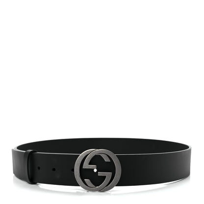 Gucci Selleria Calfskin Nickel Interlocking G 37mm Belt 90 36 Black 1 of 4