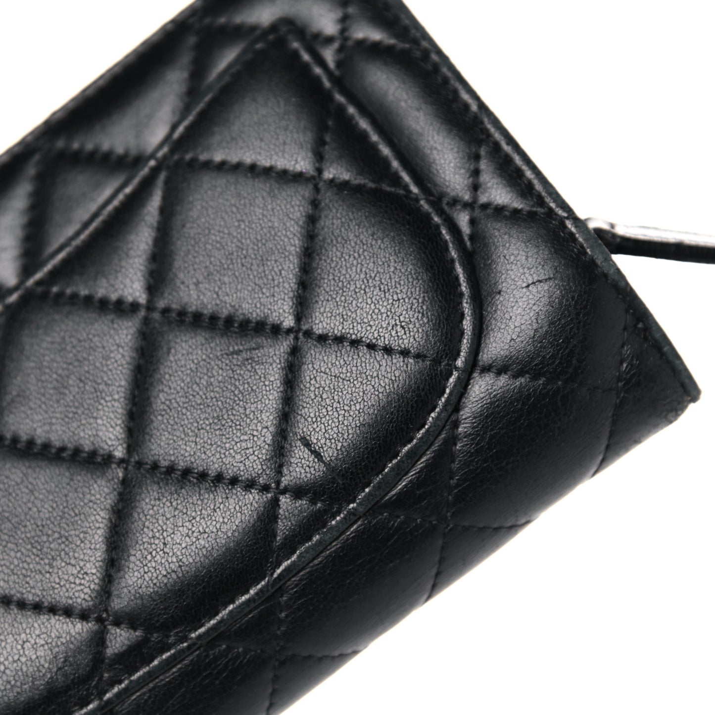 Lambskin Quilted Zipped Pocket Wallet Black