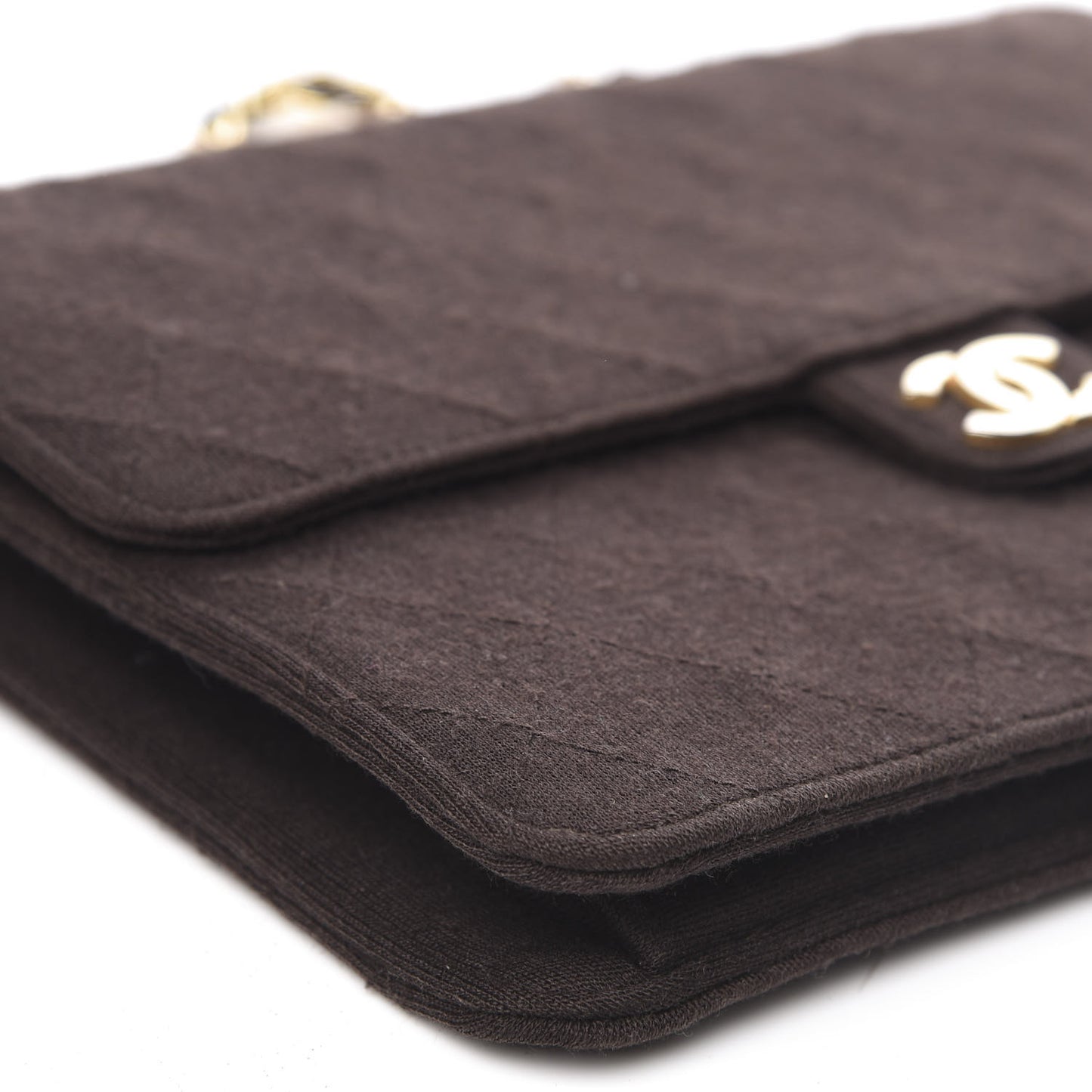 Jersey Quilted Medium Single Flap Brown