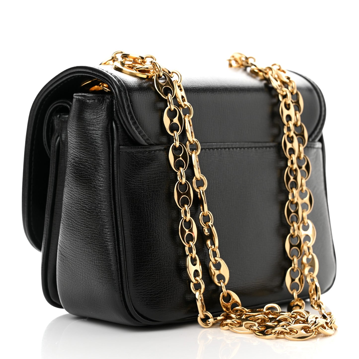 Azalea Calfskin Mini Marina Chain Shoulder Bag Black