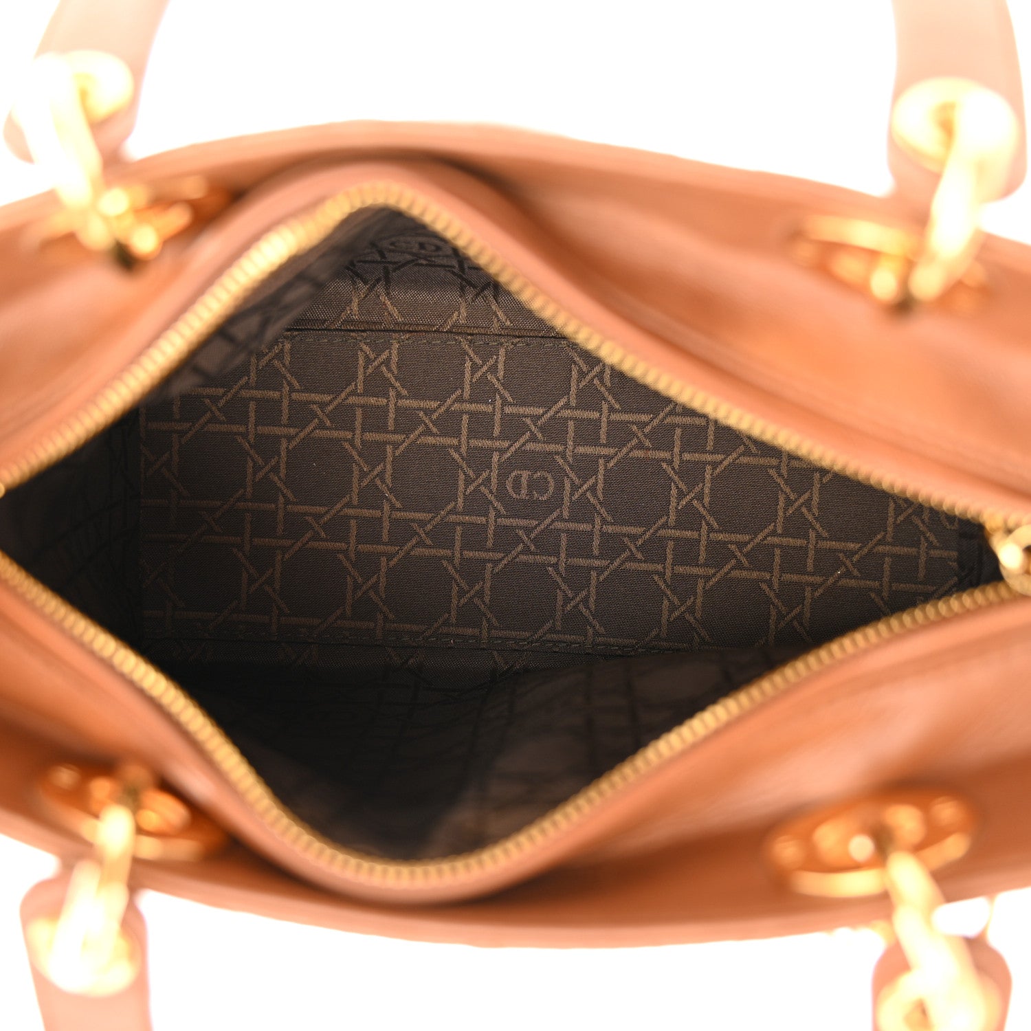 Christian Dior Lambskin Cannage Medium Lady Dior Tan 5 of 16