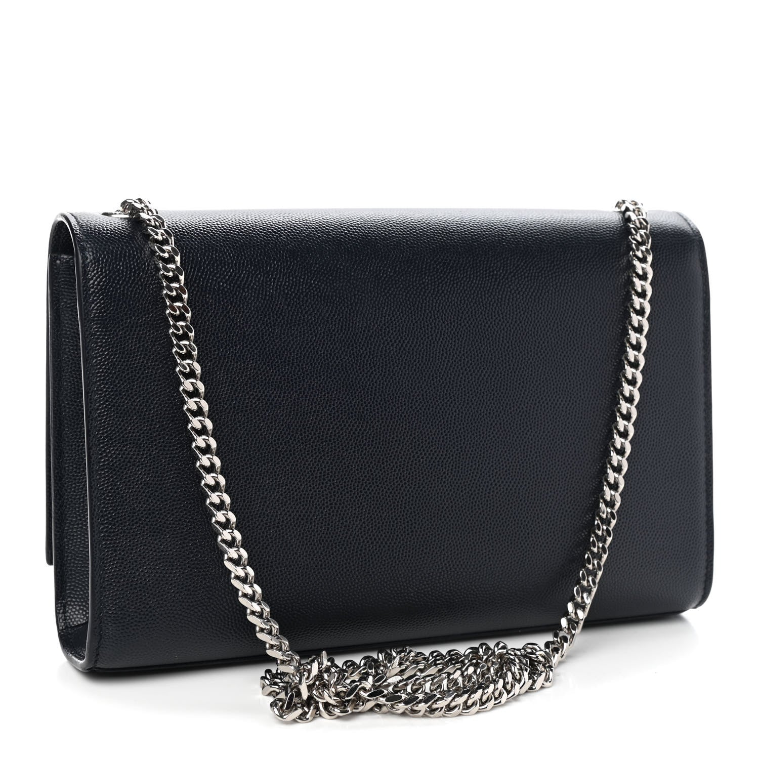 Saint Laurent Grain De Poudre Medium Classic Monogram Kate Satchel Deep Marine 3 of 9