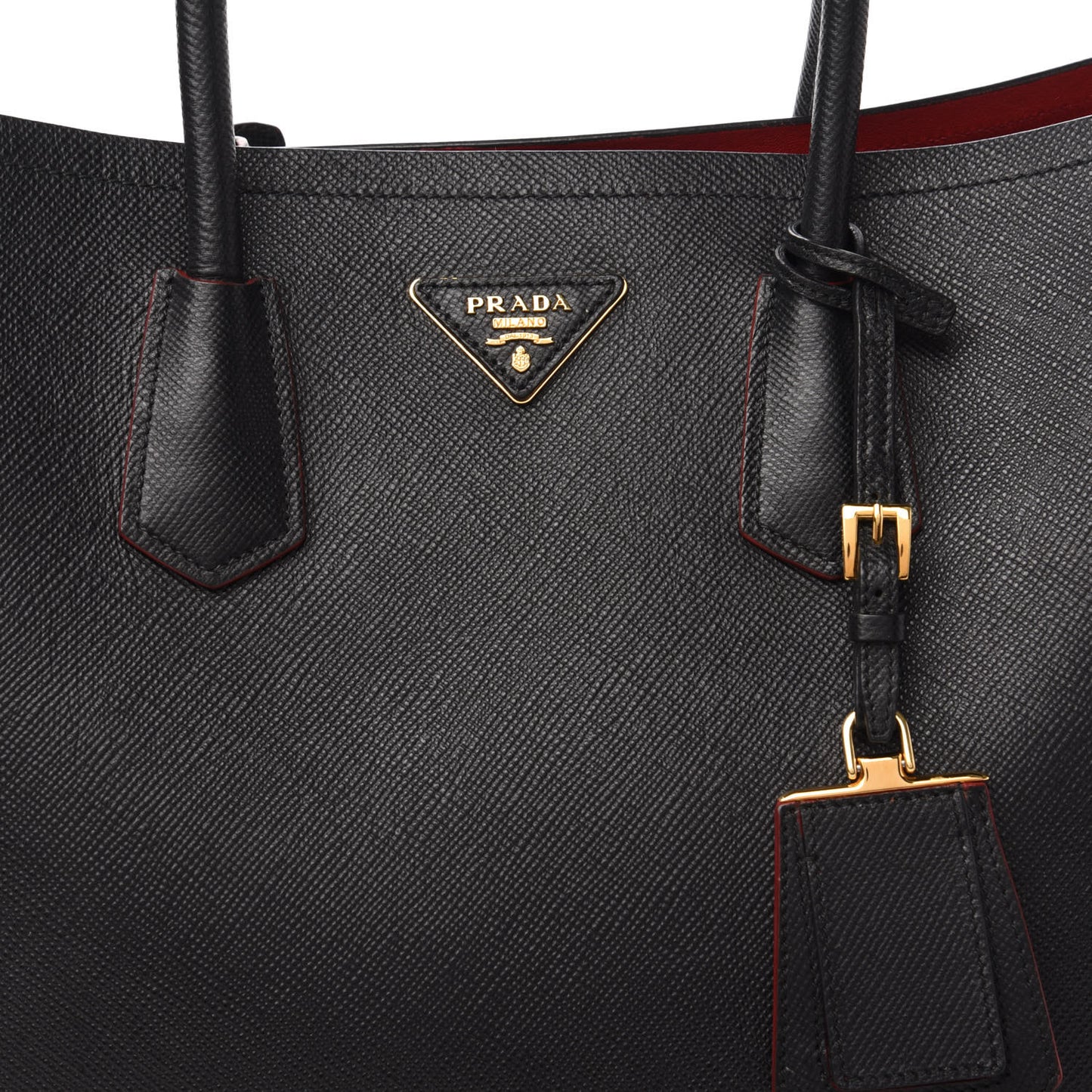 Saffiano Cuir Large Double Bag Black Fuoco