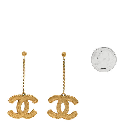 Chanel CC Drop Earrings Matte Gold 2 of 5