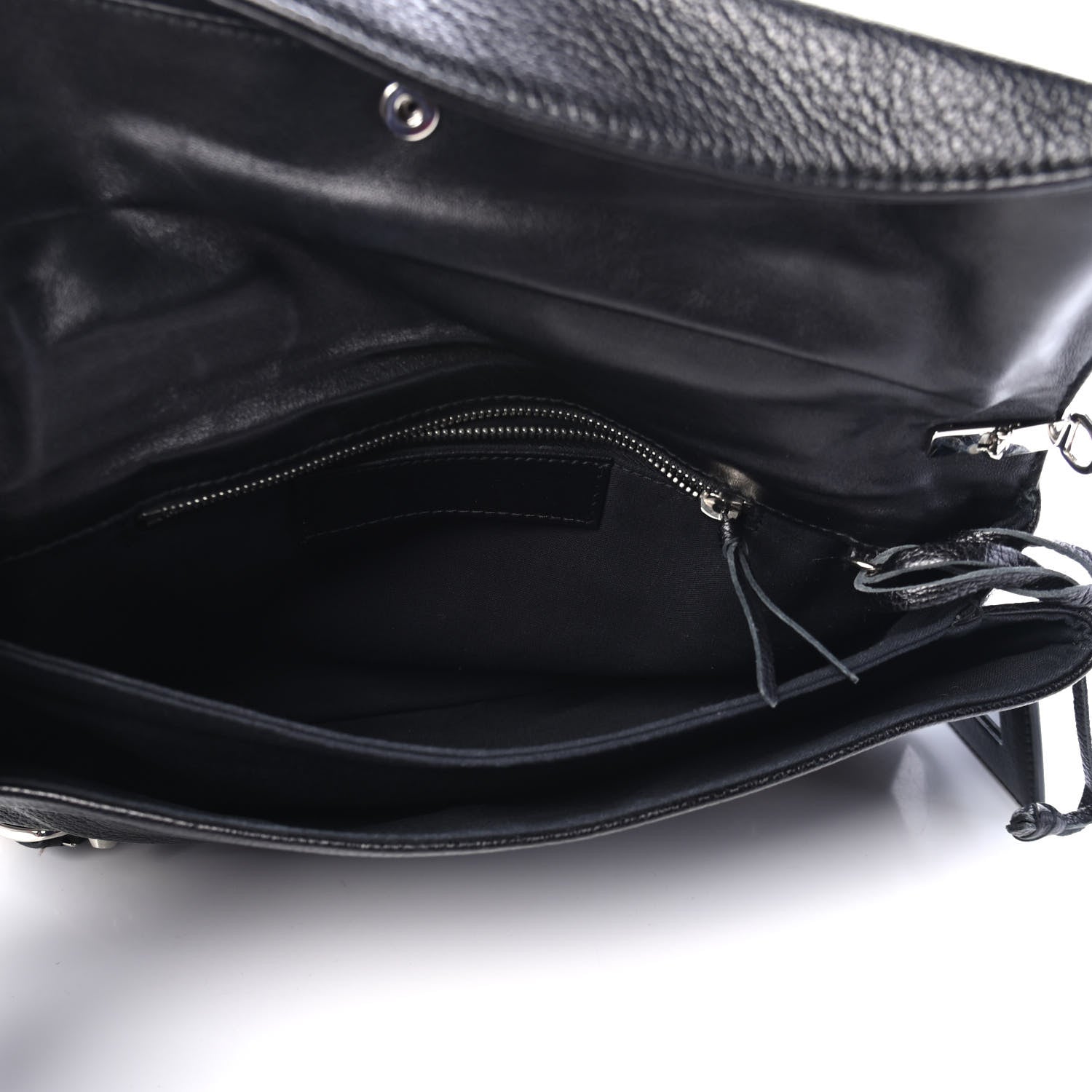 Balenciaga Chevre Silver Metallic Edge Hardware Envelope Clutch Black 4 of 4