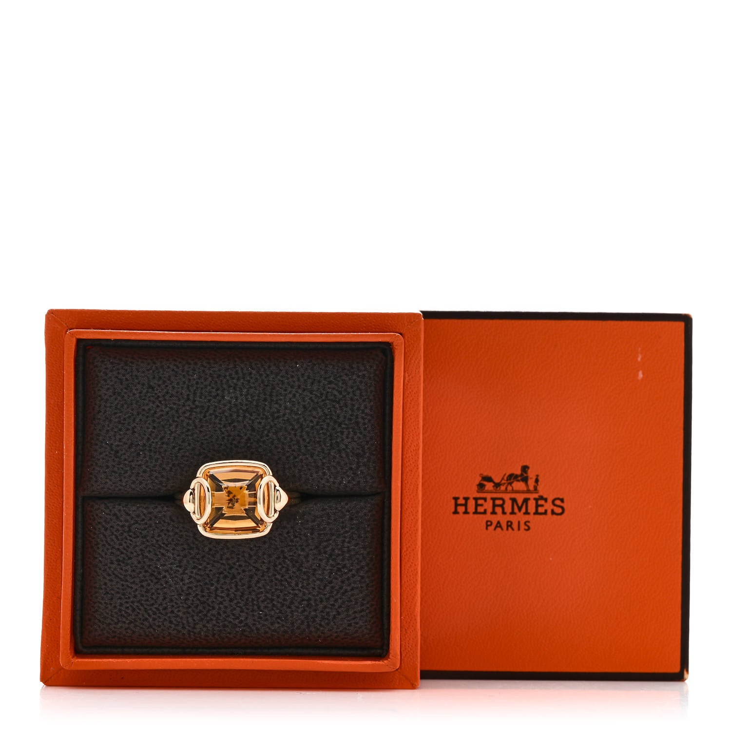 Hermes 18K Yellow Gold Citrine Nausicaa Ring 53 6.5 8 of 8