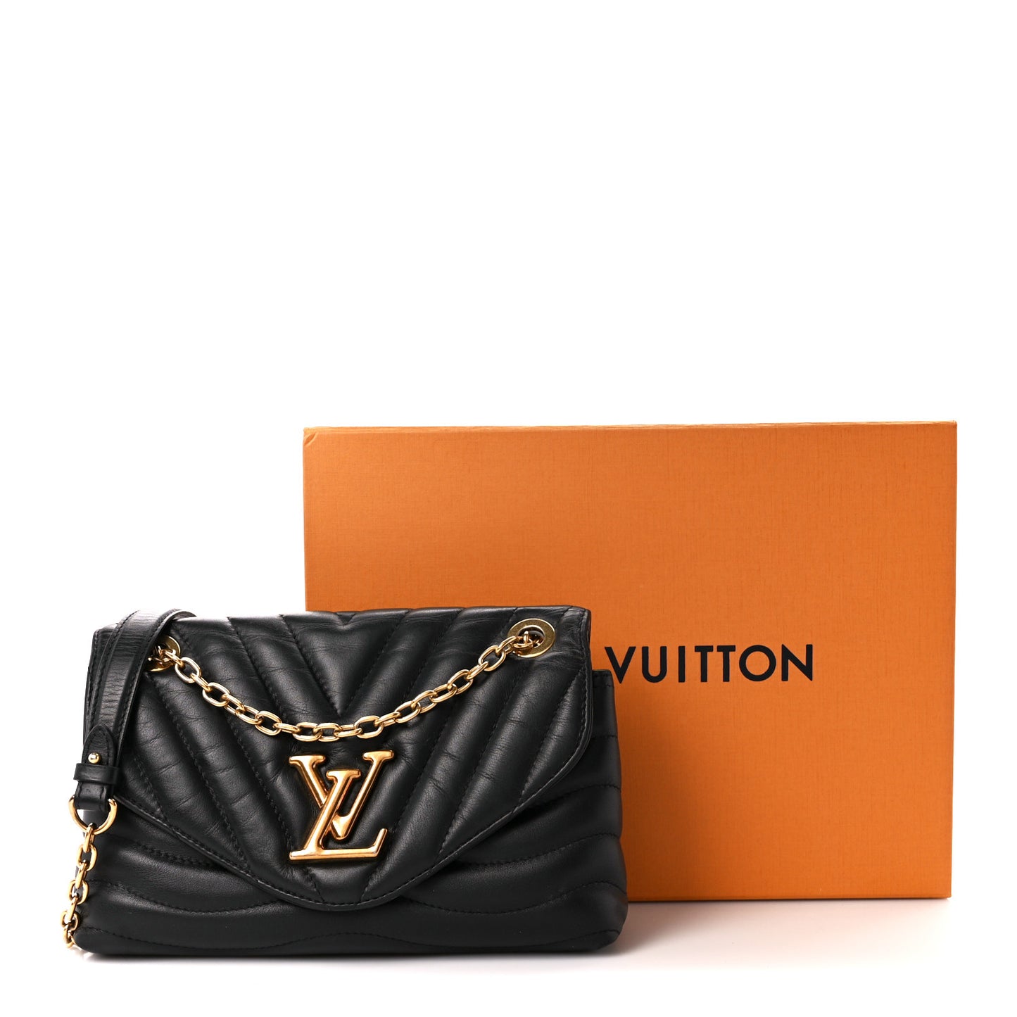Calfskin LV New Wave Chain Bag Black