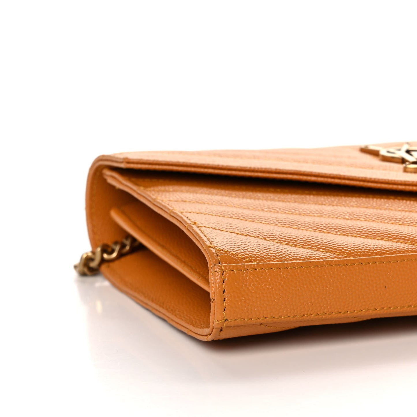 Grain De Poudre Matelasse Chevron Monogram Chain Wallet Senape Yellow