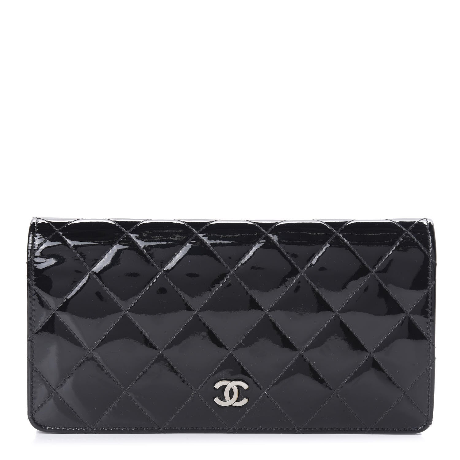 Chanel Patent Calfskin Quilted Yen Wallet Black 1 of 10