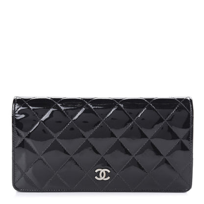 Chanel Patent Calfskin Quilted Yen Wallet Black 1 of 10