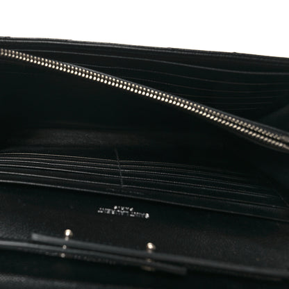 Saint Laurent Grain De Poudre Matelasse Chevron Monogram Chain Wallet Black 6 of 11
