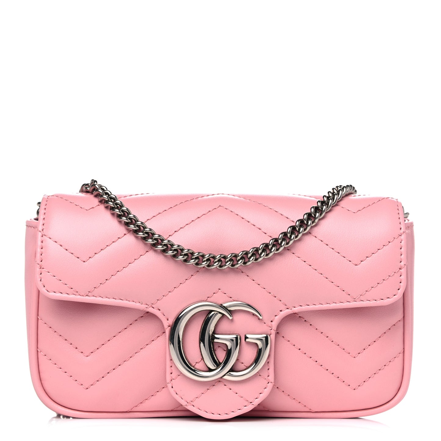 Calfskin Matelasse Super Mini GG Marmont Shoulder Bag Wild Rose