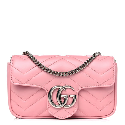 Gucci Calfskin Matelasse Super Mini GG Marmont Shoulder Bag Wild Rose 1 of 14