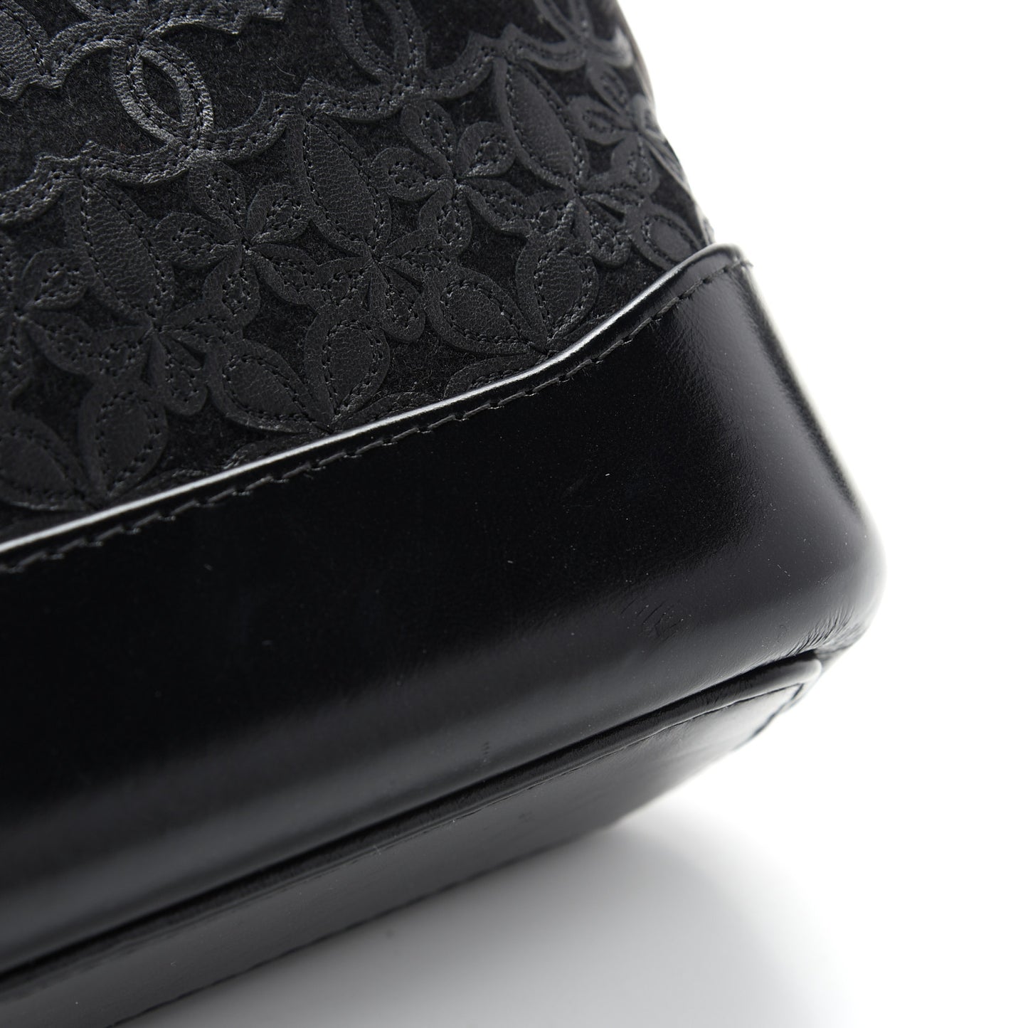 Calfskin Wool Felt Embossed Small Gabrielle Logo Hobo Black