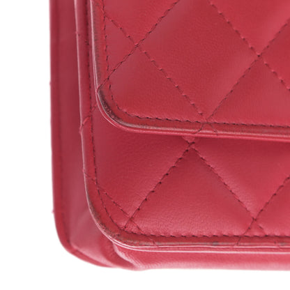 Chanel Lambskin Quilted Wallet On Chain WOC Dark Pink 14 of 15