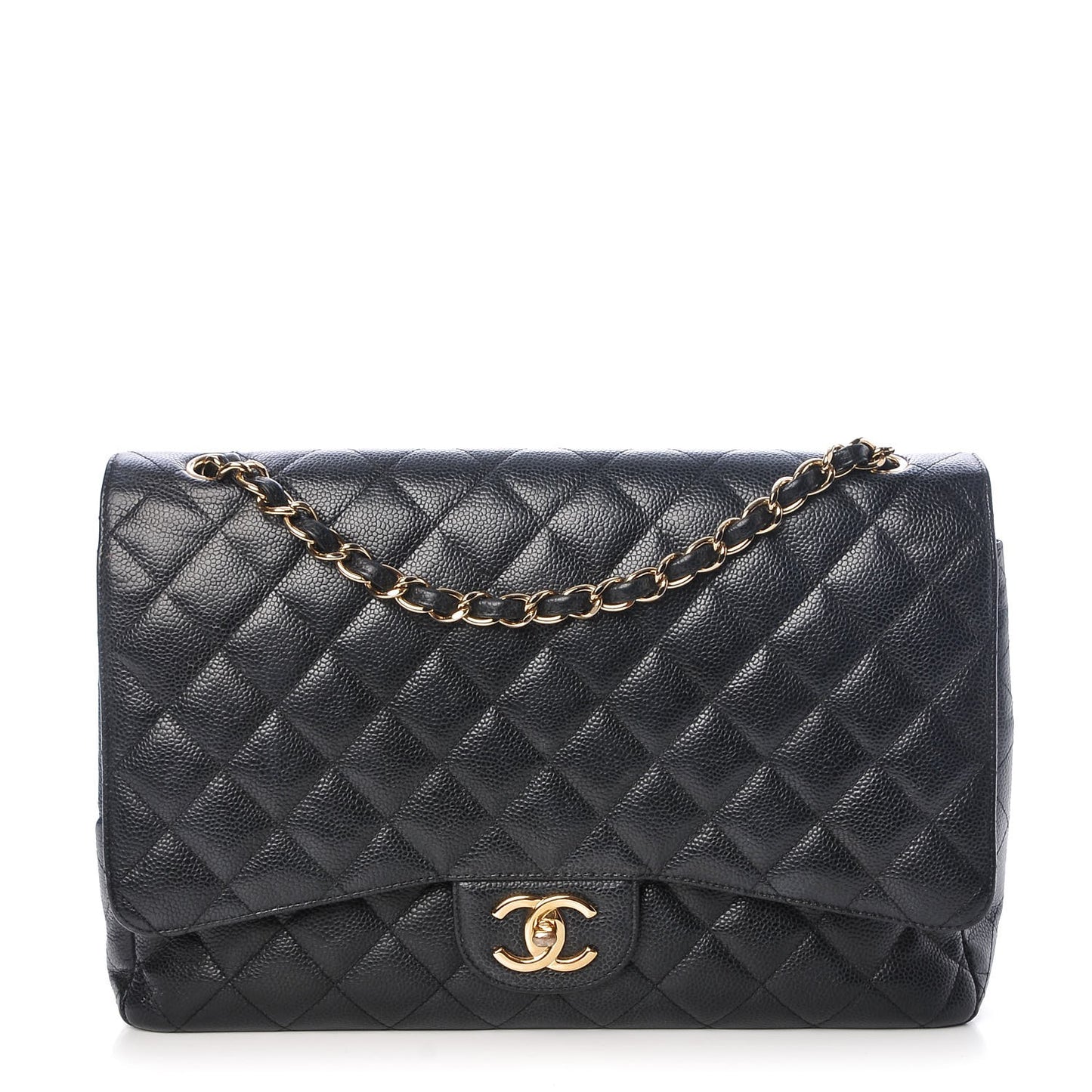 Caviar Quilted Maxi Double Flap Black