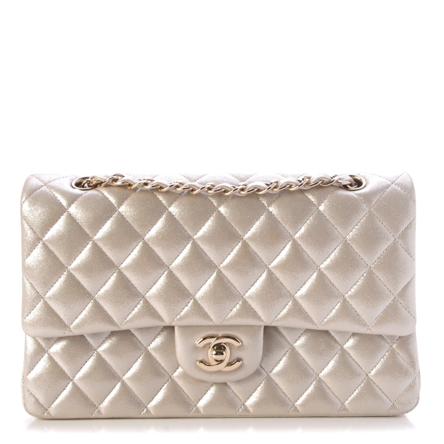 Chanel Iridescent Calfskin Medium Double Flap Light Gold 1 of 13