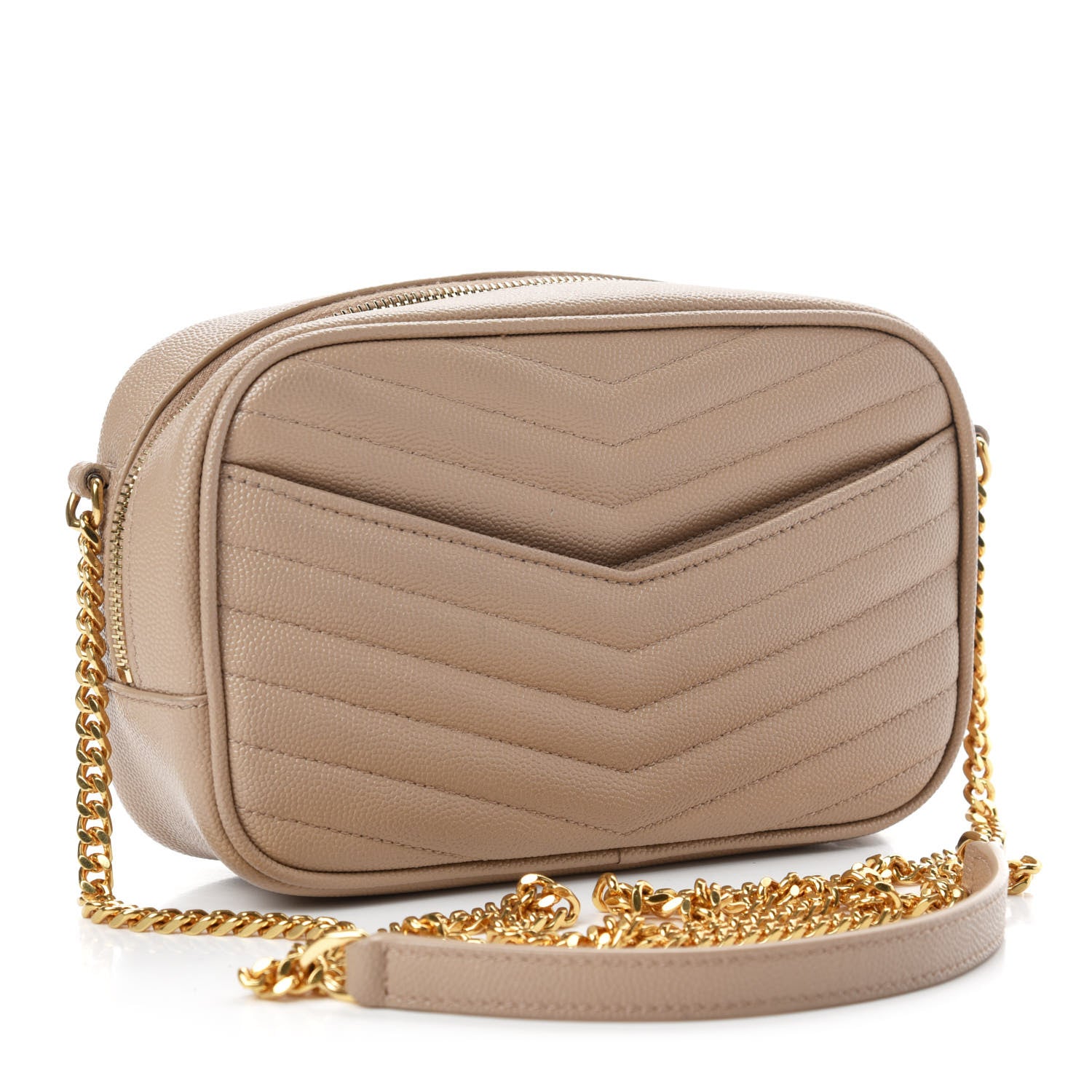 Saint Laurent Grain De Poudre Matelasse Monogram Mini Lou Camera Bag Dark Beige 3 of 12
