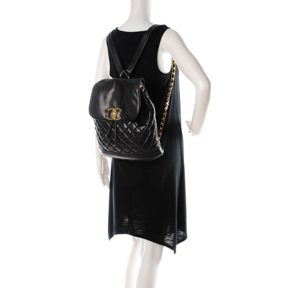 Chanel Lambskin Quilted Drawstring Backpack Black 2 of 10