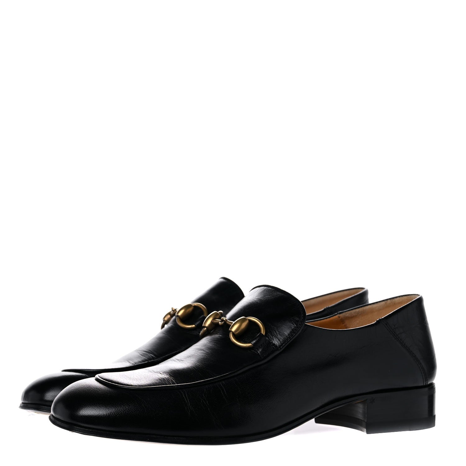Gucci Goatskin Womens Horsebit Mid-Heel Loafers 39 Black 3 of 16