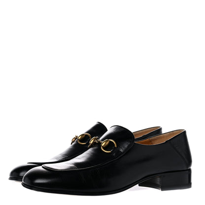 Gucci Goatskin Womens Horsebit Mid-Heel Loafers 39 Black 3 of 16
