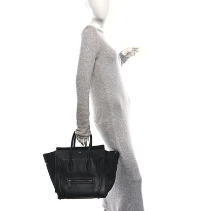 Celine Drummed Calfskin Mini Luggage Black 2 of 10