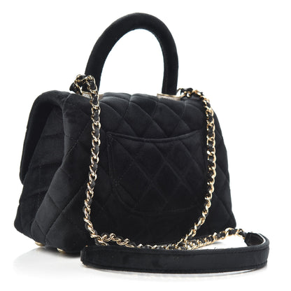 Chanel Velvet Crystal Quilted Extra Mini Coco Handle Flap Black 3 of 10