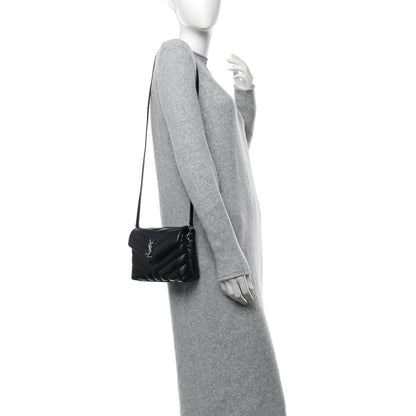 Saint Laurent Calfskin Y Quilted Monogram Toy Loulou Crossbody Bag Black 2 of 10