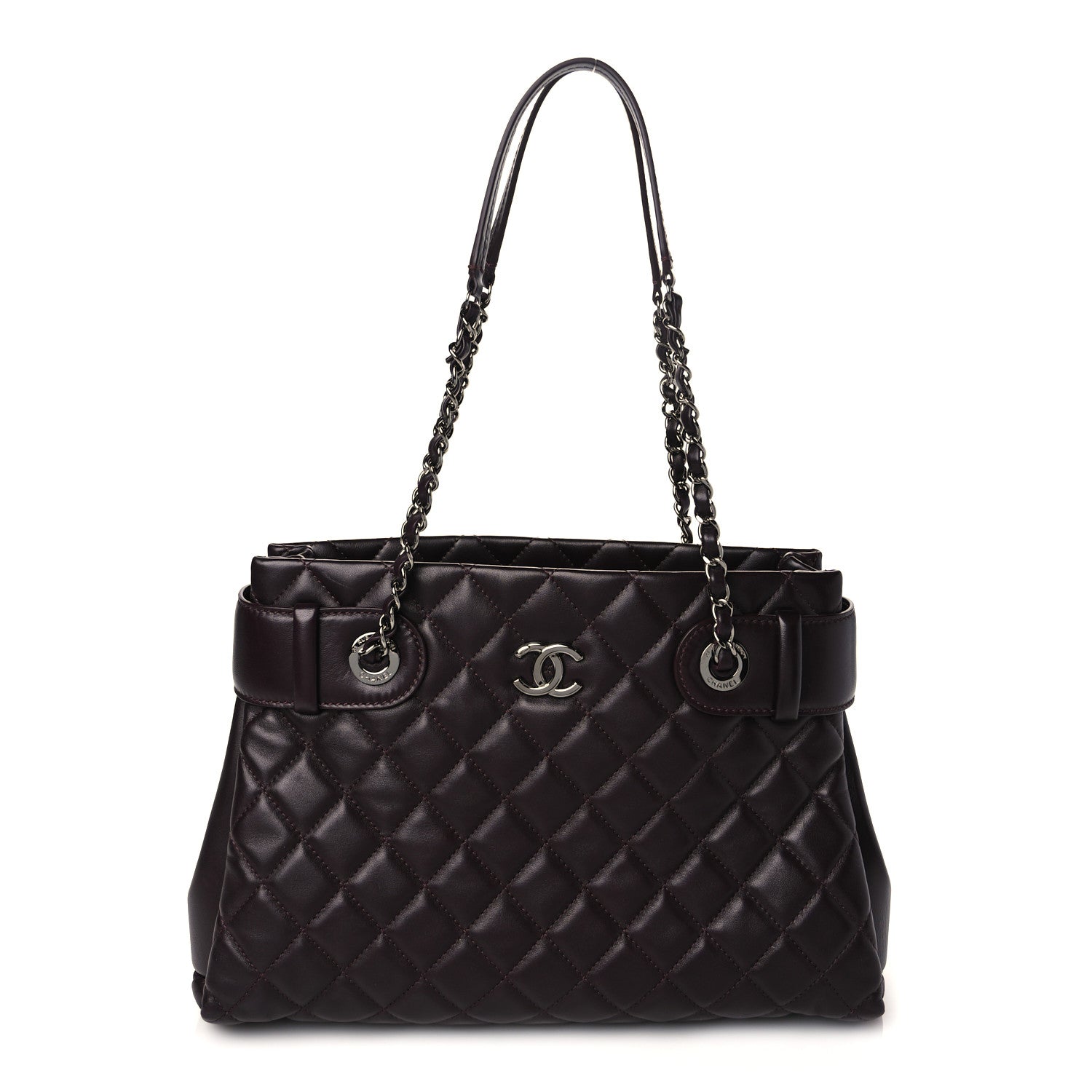 Chanel Lambskin Quilted Small Coco Loop Tote Burgundy 1 of 9