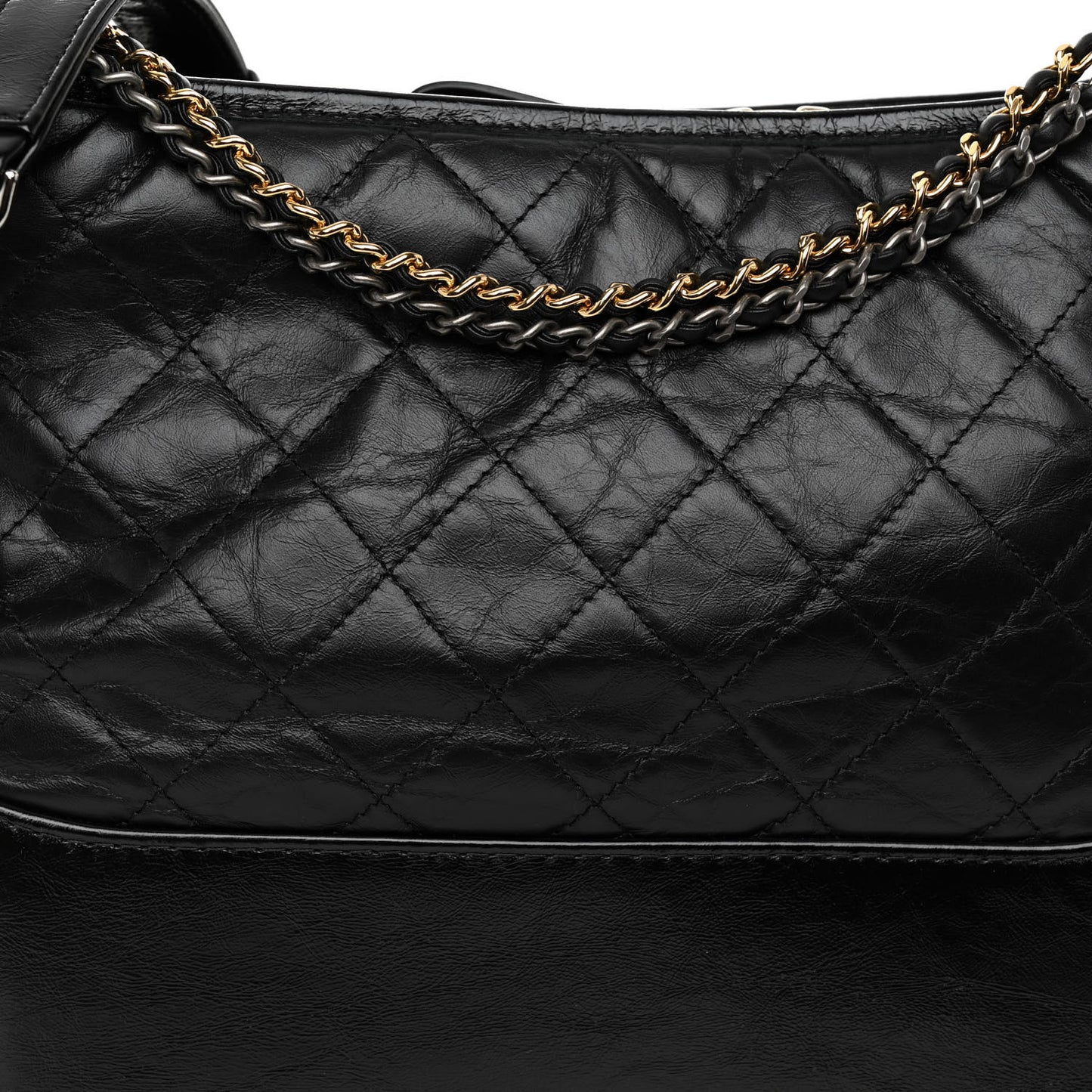 Aged Calfskin Quilted Medium Gabrielle Hobo Black