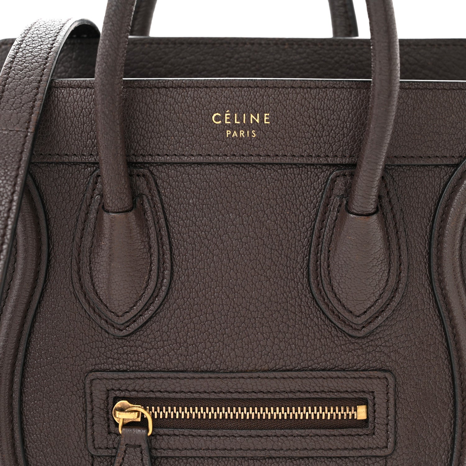 Celine Drummed Calfskin Nano Luggage Brown 7 of 13