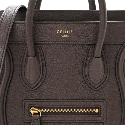 Celine Drummed Calfskin Nano Luggage Brown 7 of 13