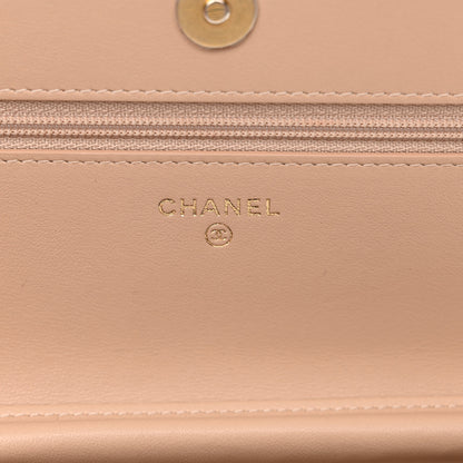 Chanel Caviar Quilted CC Filigree Wallet On Chain WOC Beige Black 6 of 12