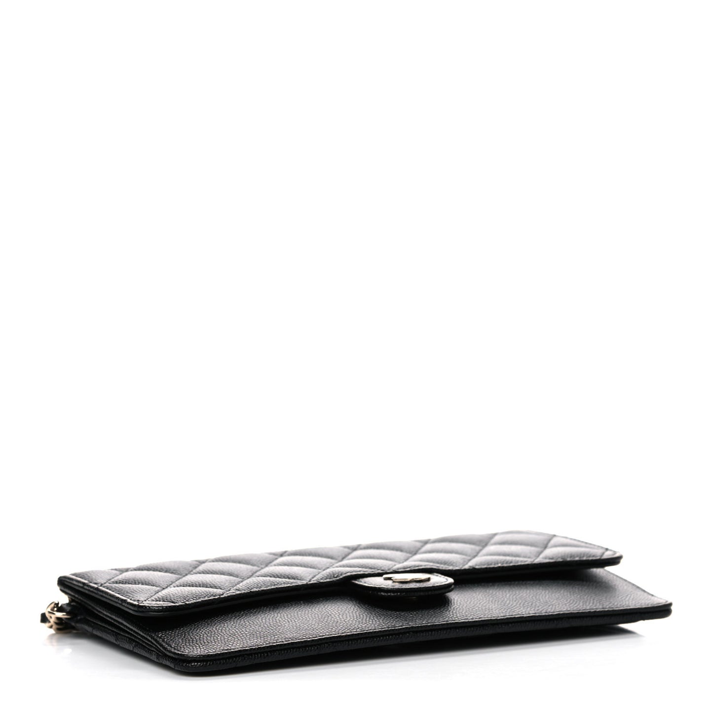 Caviar Quilted Classic Pouch With Handle Black