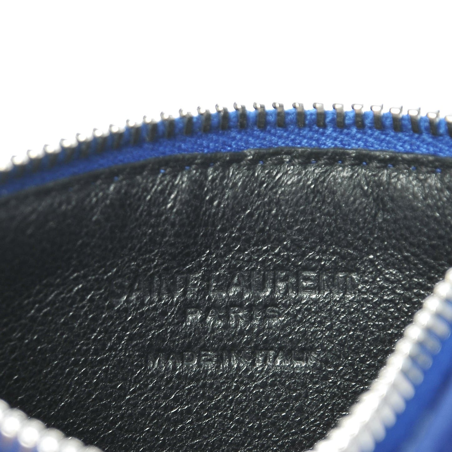 Grained Calfskin 5 Fragments Zip Pouch Card Holder Ultramarine