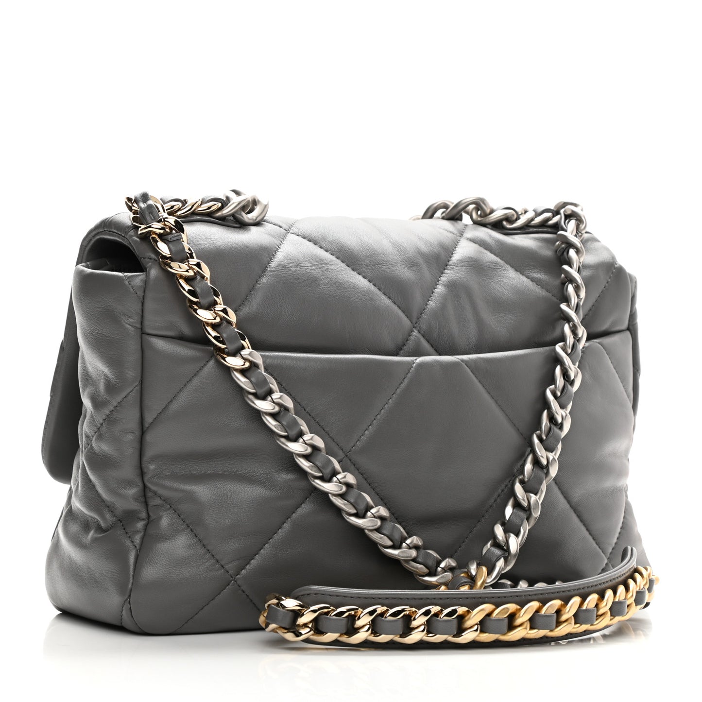 Lambskin Quilted Large Chanel 19 Flap Dark Grey