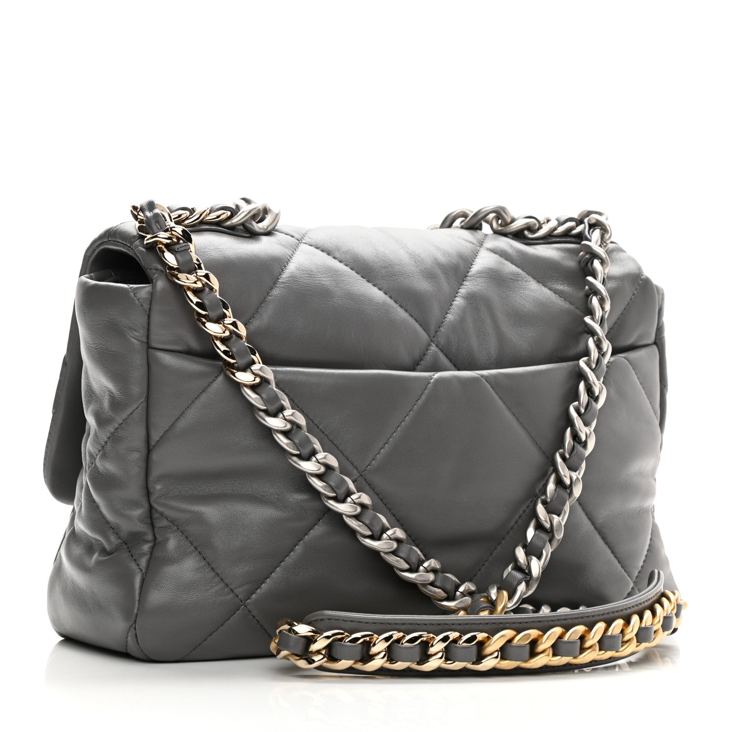 Chanel Lambskin Quilted Large Chanel 19 Flap Dark Grey 3 of 10