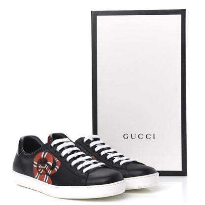 Gucci Calfskin Kingsnake Mens Ace Sneakers 9 Black Multicolor 11 of 11