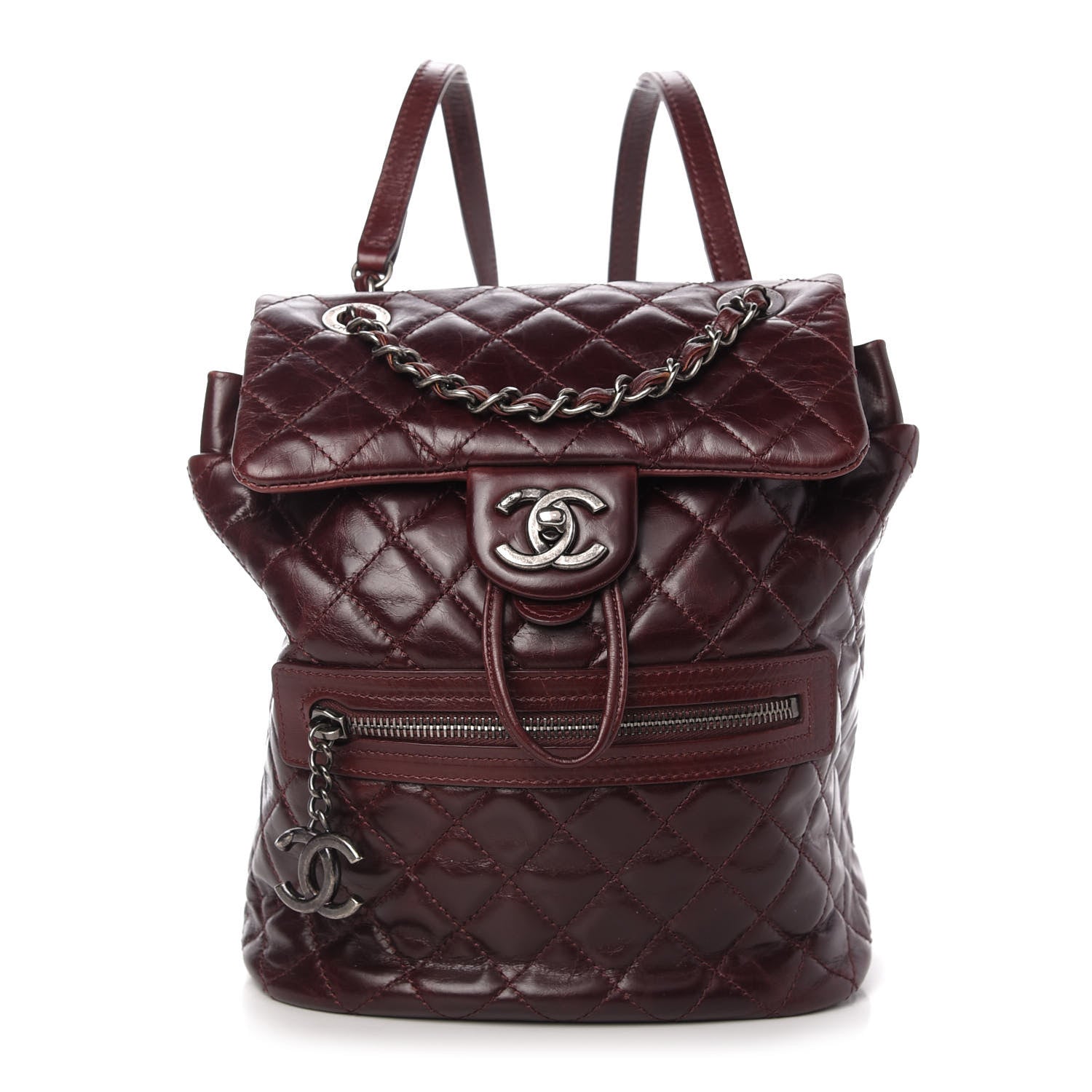 Chanel Glazed Calfskin Quilted Small Salzburg Backpack Burgundy 1 of 10