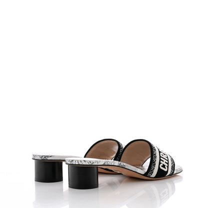 Christian Dior Canvas Dioriviera Embroidered Dway 35mm Slide Sandals 36.5 Black Multicolor 4 of 14