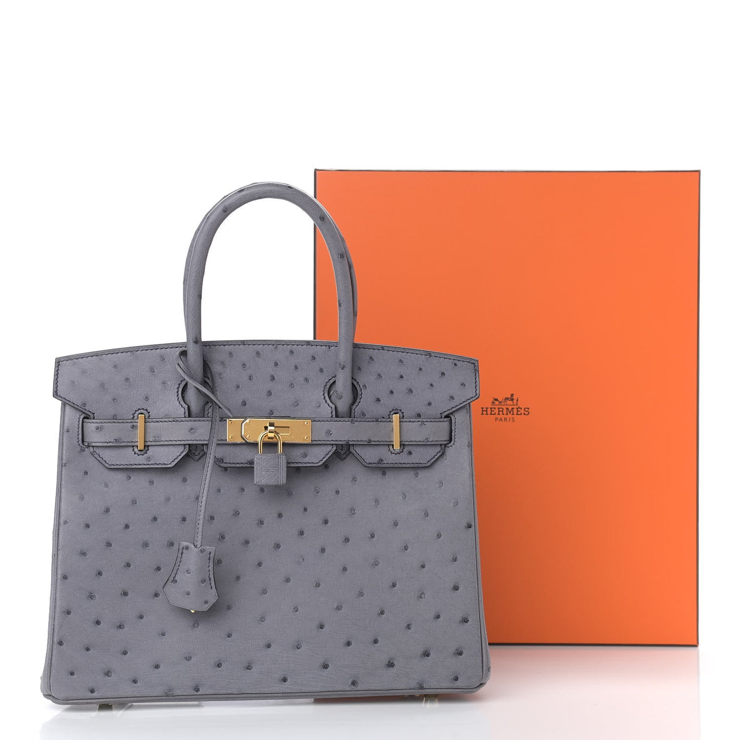 Ostrich Birkin 30 Gris Agate
