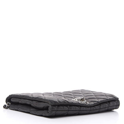 Chanel Lambskin Quilted Medium Leo Lion Flap Clutch Black 4 of 13