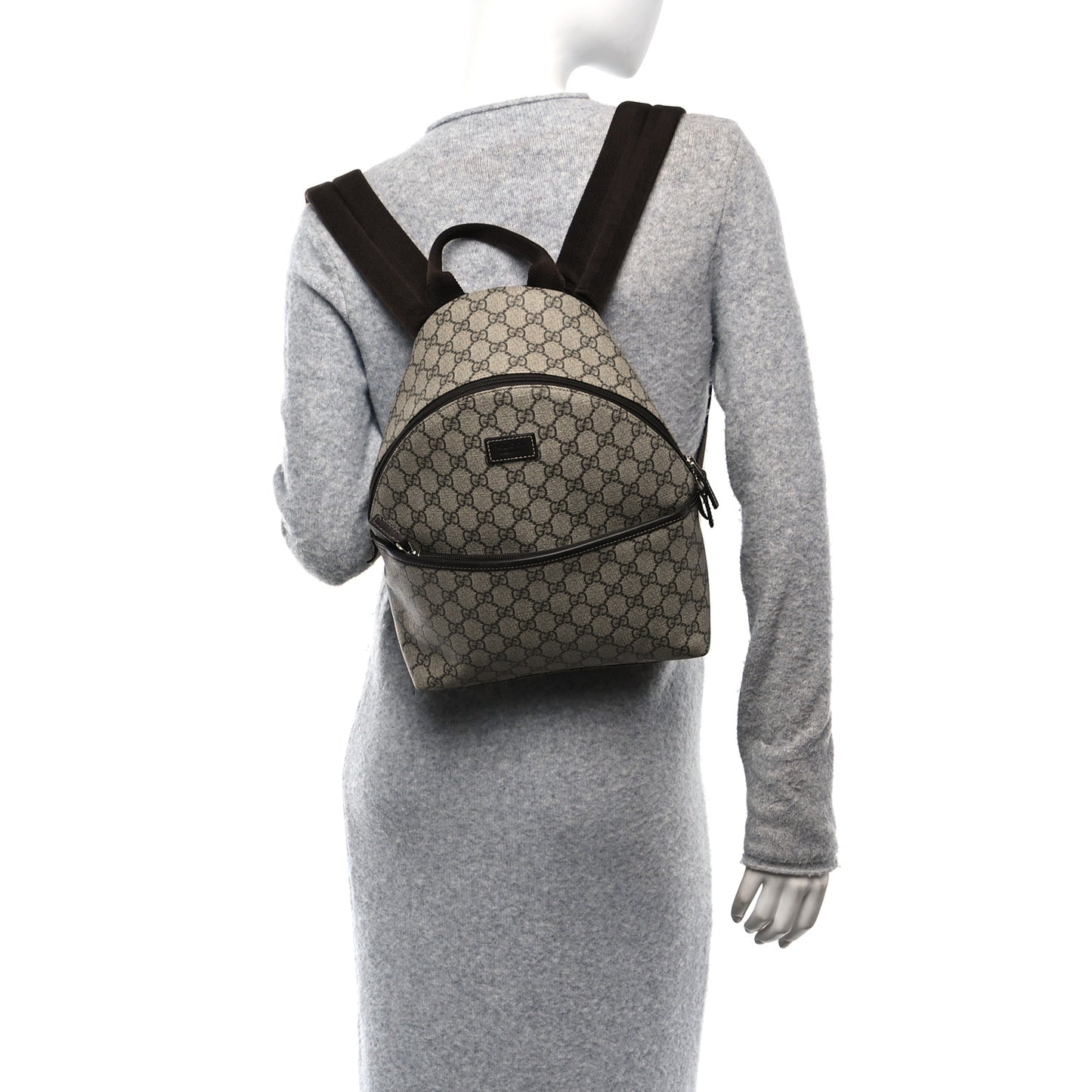 GG Supreme Monogram Margaux Calfskin Childrens Day Backpack Beige Ebony Cocoa Dark Chocolate