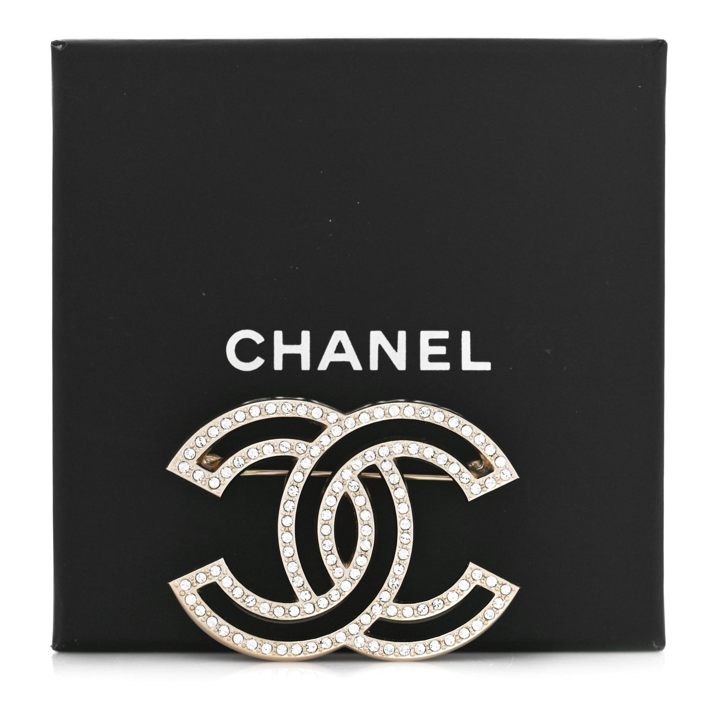 Crystal CC Brooch Light Gold