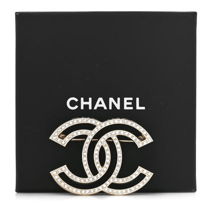 Chanel Crystal CC Brooch Light Gold 7 of 7